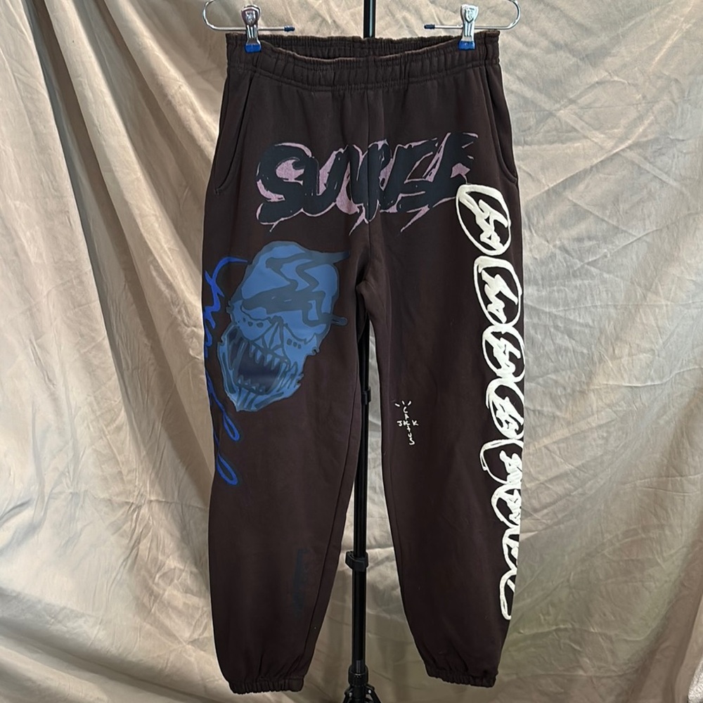 Cactus Jack by Travis Scott Black Sweatpants with Blue & White Graphics